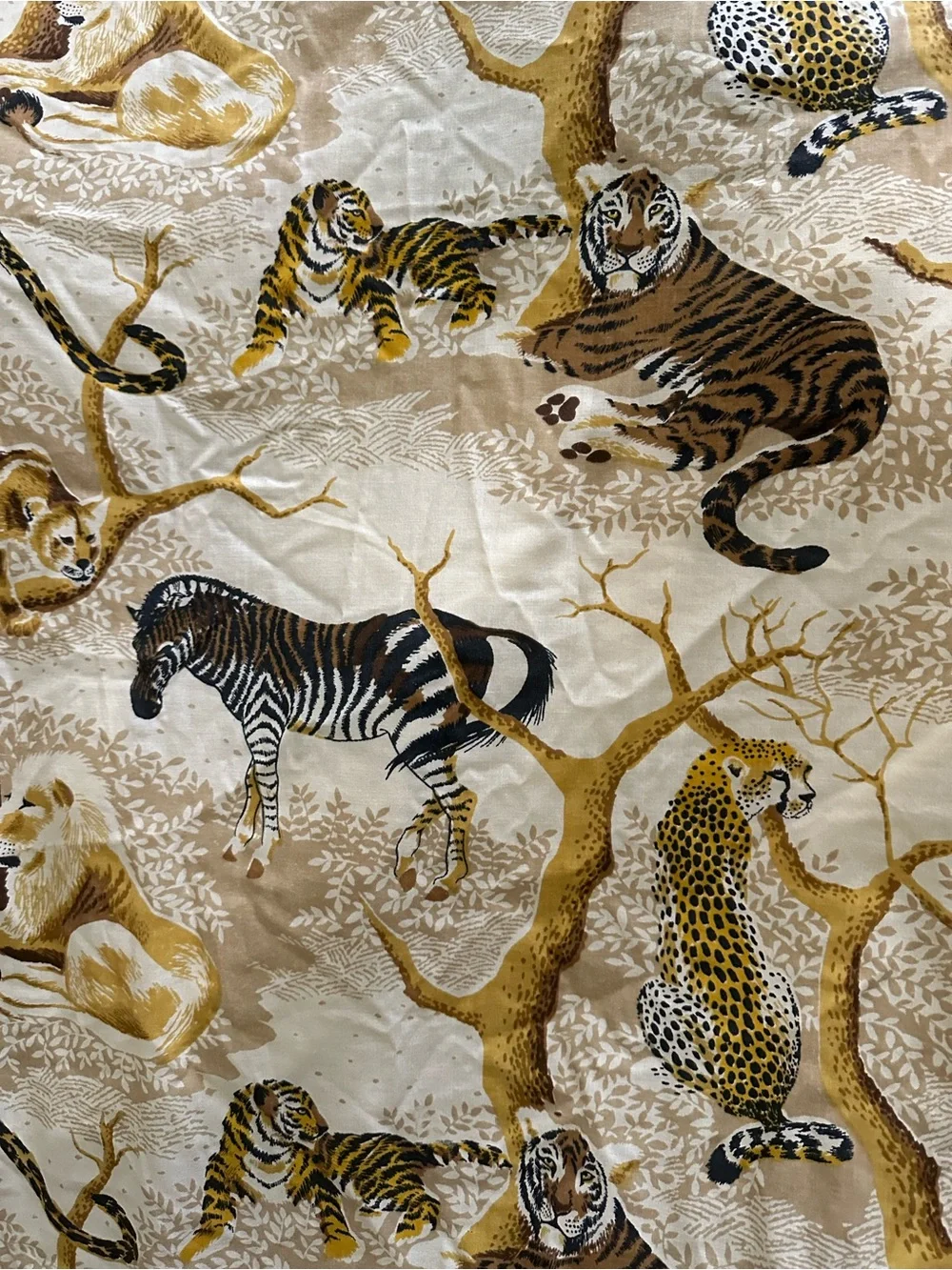 J.P. Stevens & Co. Safari Animal Printed king size Bedding vintage 1976